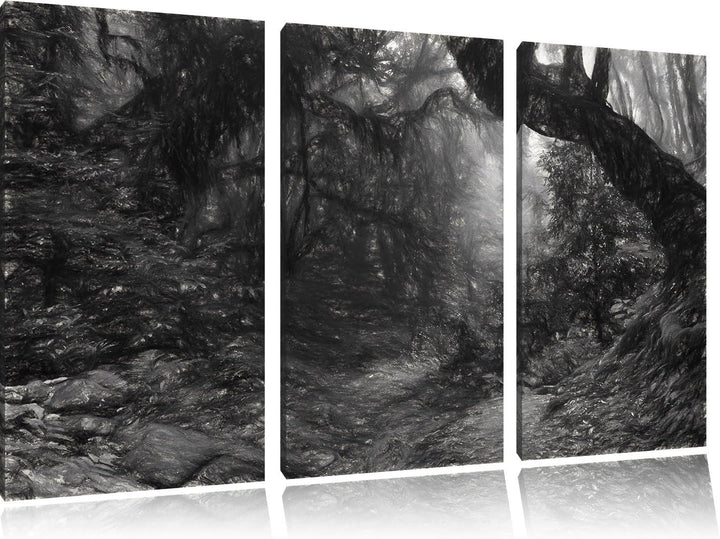 Pixxprint Mystischer Regenwald als Leinwandbild/Grösse: 3 Teilig (120x80 cm) cm/Wandbild/Kunstdruck/