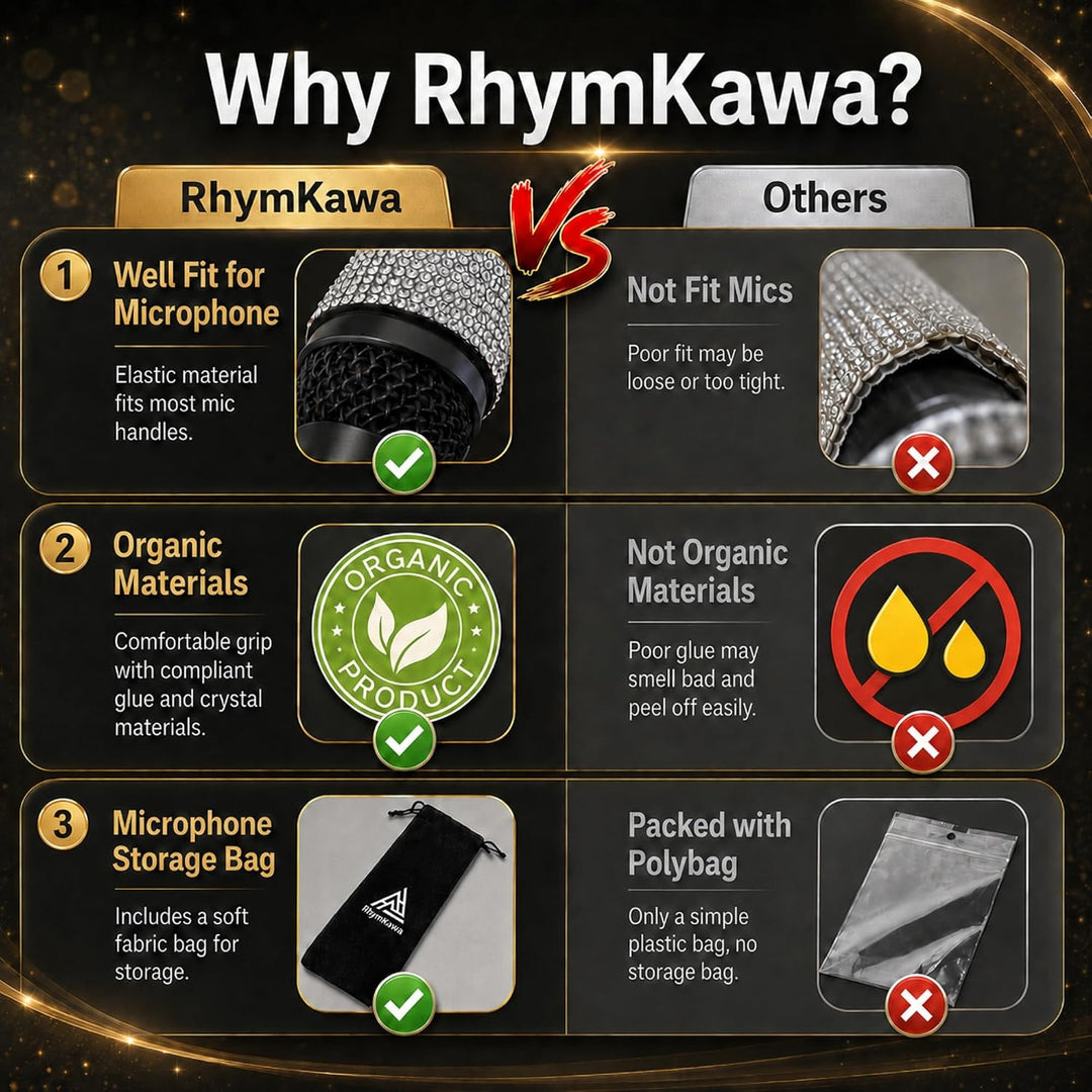 RhymKawa Glitzernde Kristall-Mikrofonhülle für Universal-Mikrofon SM58LC, Beta 58a Abdeckung, Ersatz