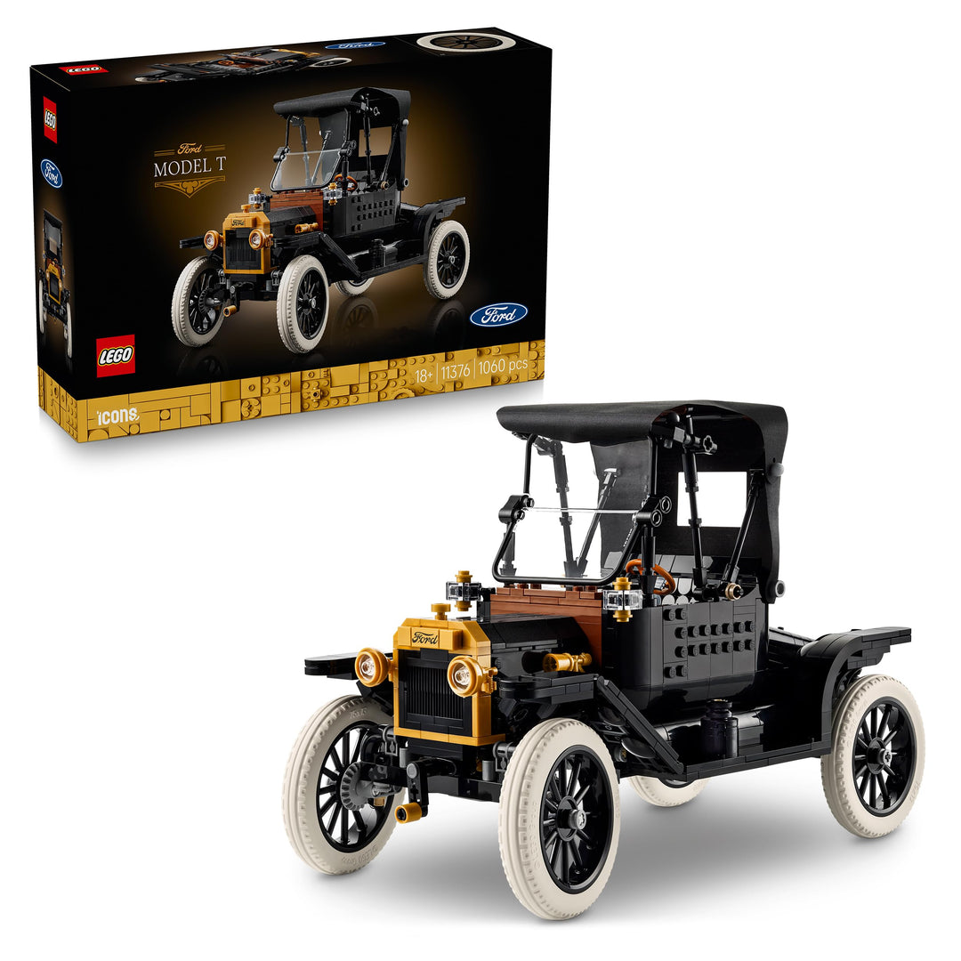 LEGO Icons Ford Model T - Retro Auto Modellbau für Erwachsene - Sammler Ausstellungsset mit Stofffal