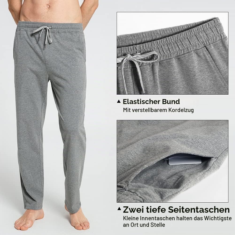 MaaMgic Herren Leichte Yogahose Jogginghose Baumwolle atmungsaktiv Trainingshose XXL Hellgrau, XXL H
