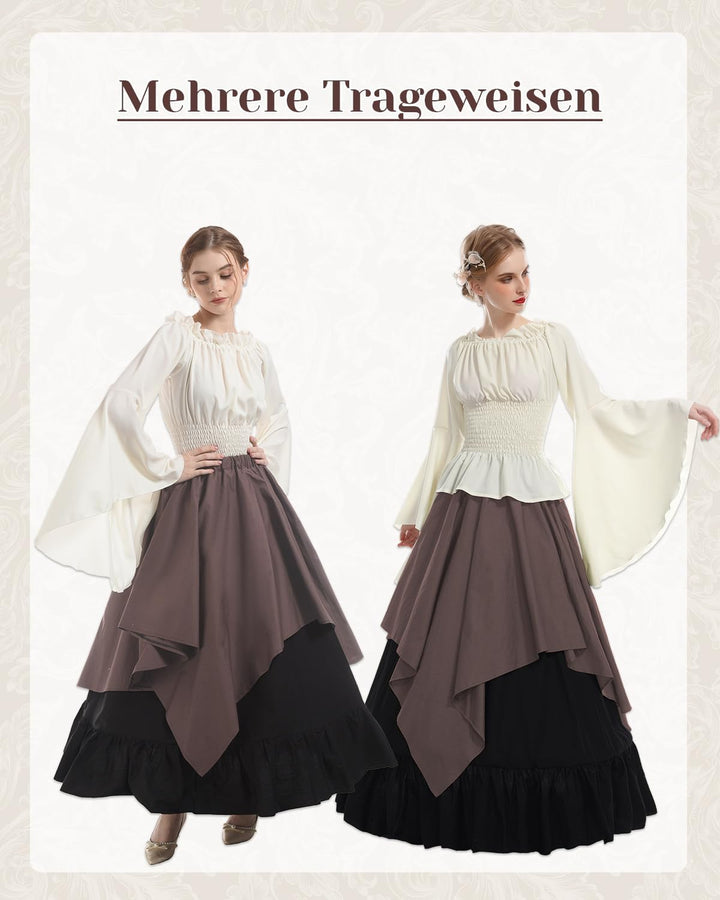 Renaissance Kleid Damen Mittelalter Kleidung Kostüme Fasching Set, S