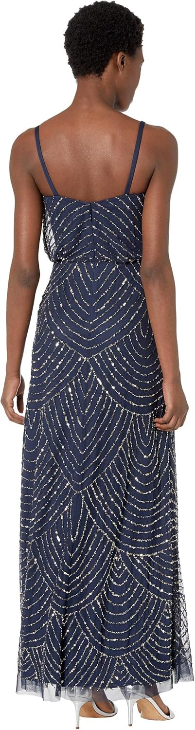 Adrianna Papell Damen-Blouson Perlenkleid 34 Navy, 34 Navy