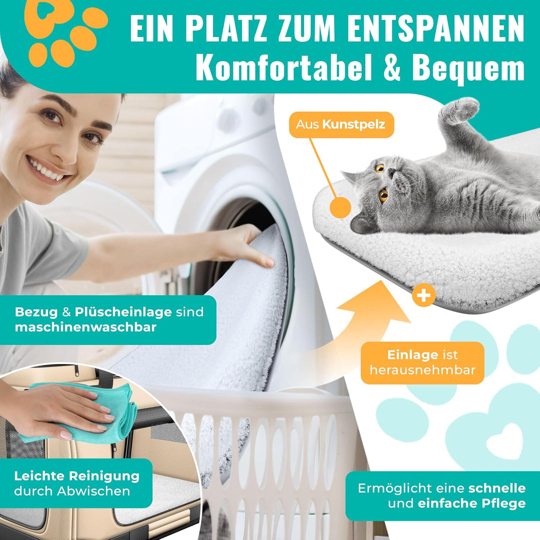 Lovpet® Transportbox Hund Katze Transporttasche S 49,5x34,5x35cm | Hunde-Tragetasche Faltbare Katzen