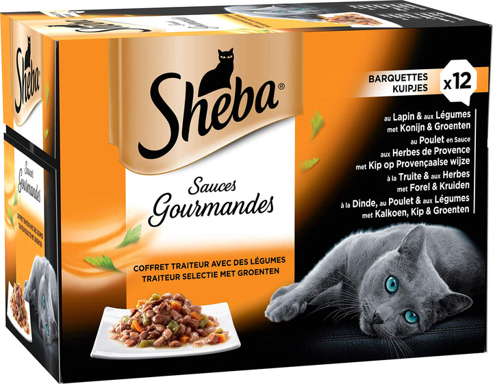 Sheba Sauces Gourmandes Barquettes Pour Chat Adute, Coffret Traiteur, 72 Barquettes à 85 g
