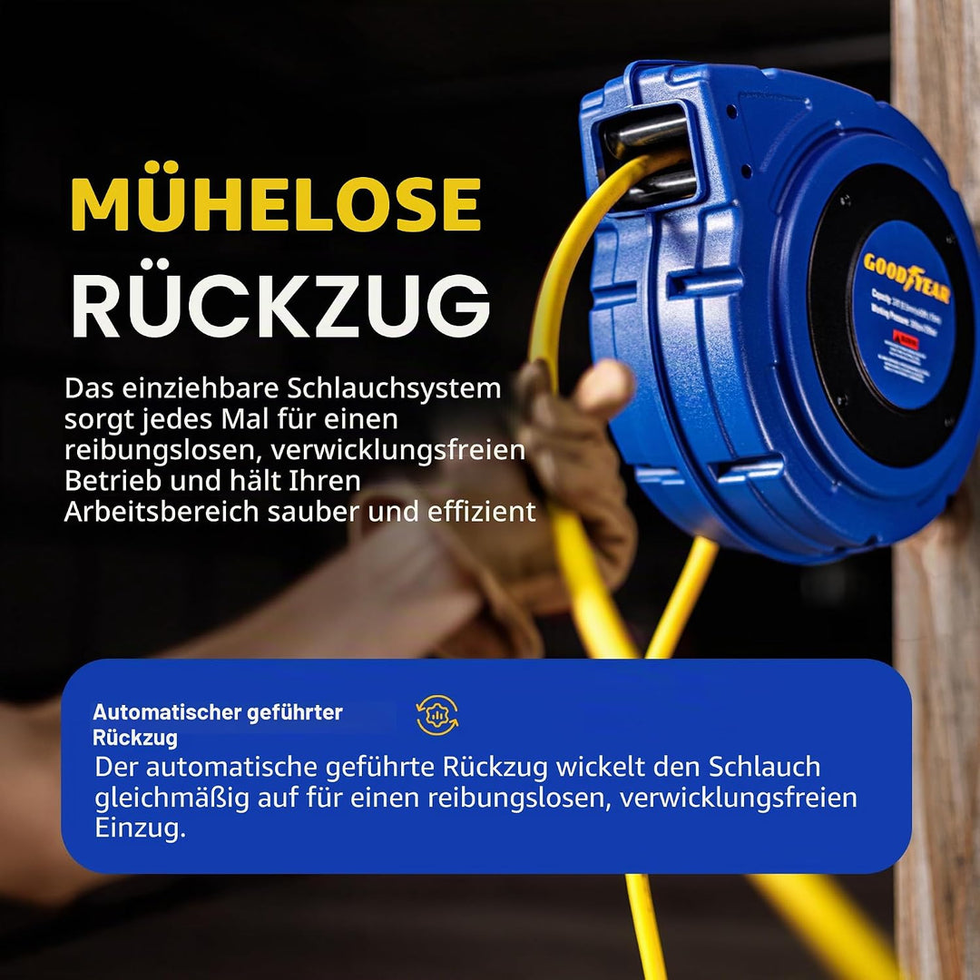 Goodyear 27527153g Enclosed einziehbare air Compressor/Wasser schlauchaufroller mit 3/8 in. x 50 ft.