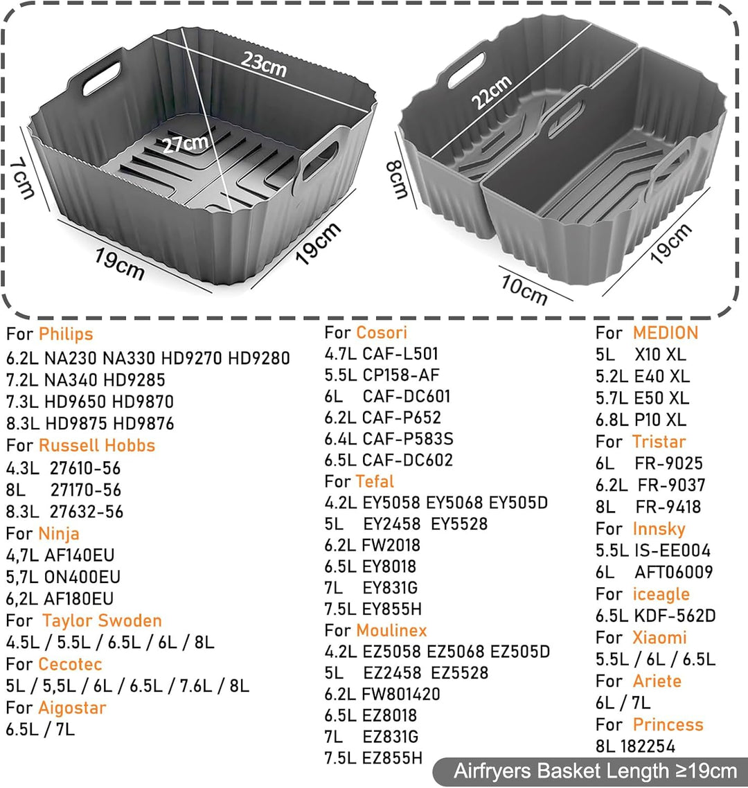 Silikonform für Heissluftfritteuse 19-23CM, Air Fryer Zubehör Silikon Einsatz anstelle Backpapier, H