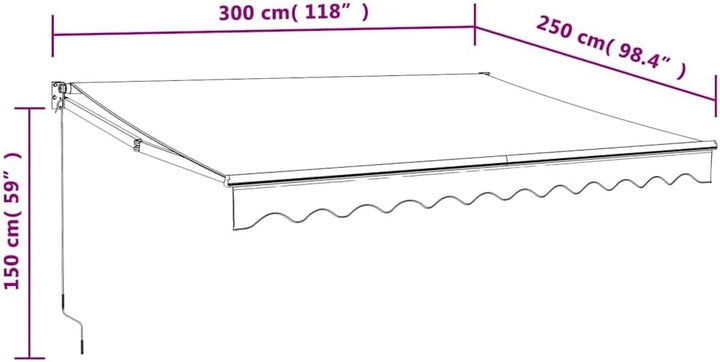 vidaXL Elektrische Markise mit Kurbel Creme 3x2,5 m Creme B250 x H300 cm, Creme B250 x H300 cm