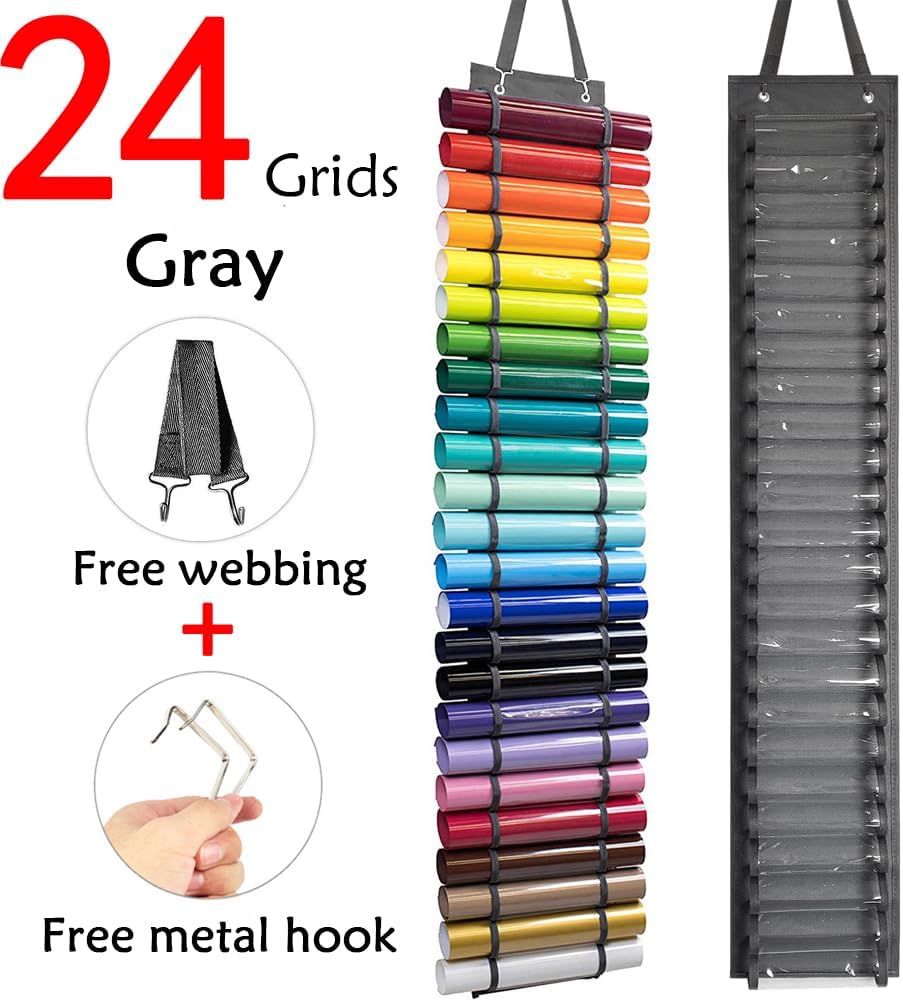 Vinyl Rollen Organizer mit 24 Fächern - Vinyl Aufbewahrungshalter und Rollen Halter für Papier, Gesc