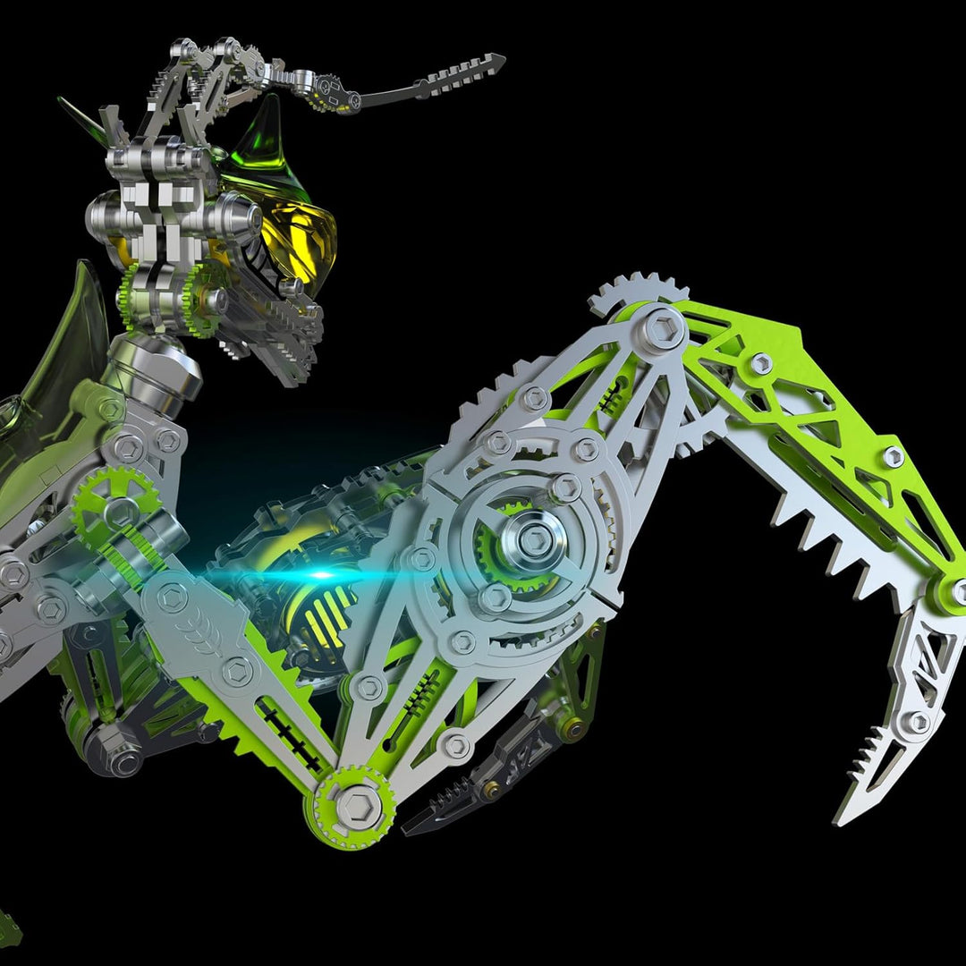 Bunte 3D Metall Puzzle Modellbausatz für Erwachsene mit Licht, DIY Metall 3D Puzzle Mantis Modell Ki