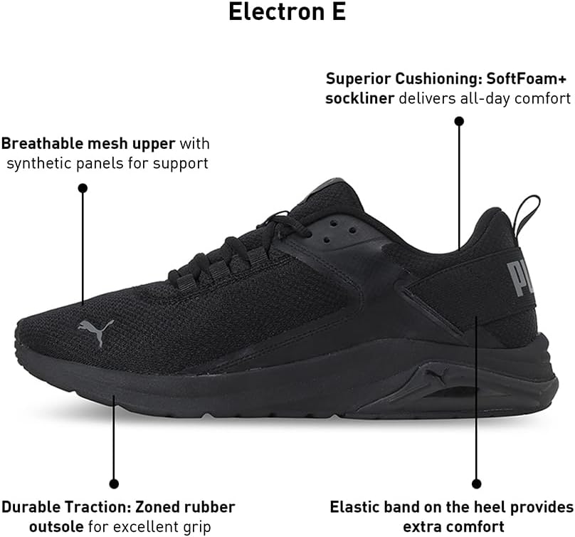 PUMA Unisex Electron E Sneaker 37.5 EU Puma Black Castlerock, 37.5 EU Puma Black Castlerock