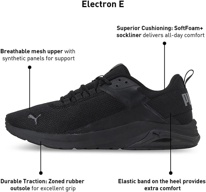 PUMA Unisex Electron E Sneaker 37.5 EU Puma Black Castlerock, 37.5 EU Puma Black Castlerock