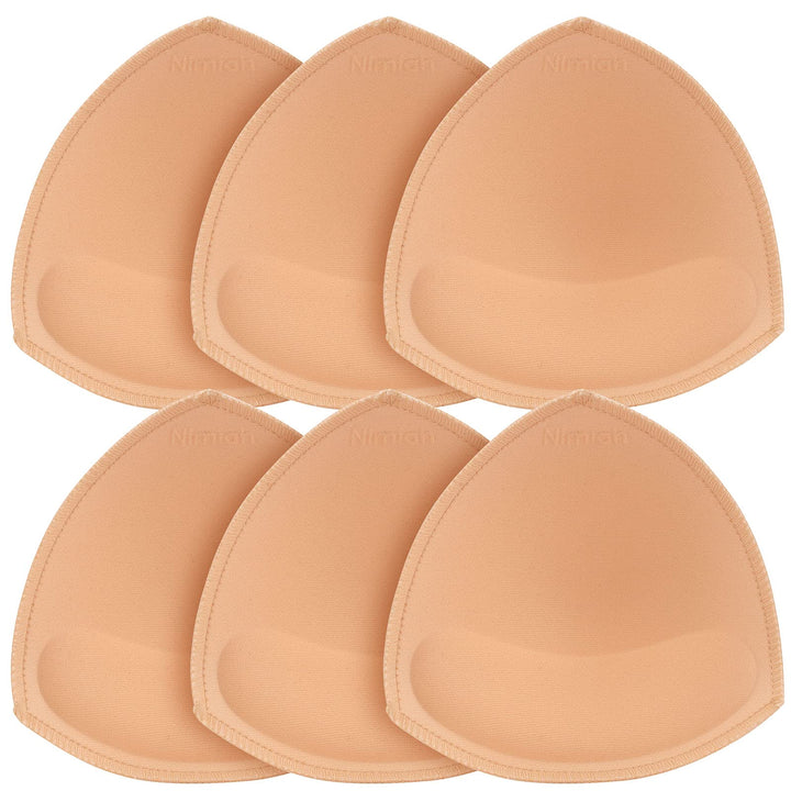BH-Pads Einlagen 3 Paar - Nimiah Genähte Kanten BH-Einsätze A/B, C/D, D/E Cups | BH-Ersatzpad Beige