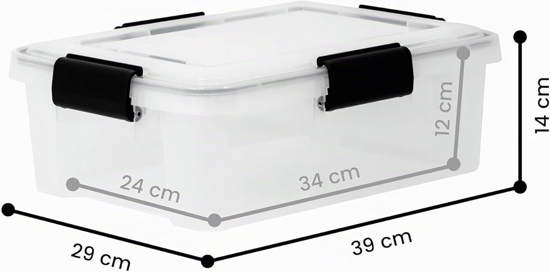 Iris Ohyama Luftdichte Kunststoff-Aufbewahrungsboxen mit Deckel, 10L, 4er-Set, Transparent, Hermetis