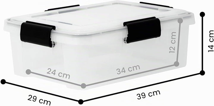 Iris Ohyama Luftdichte Kunststoff-Aufbewahrungsboxen mit Deckel, 10L, 4er-Set, Transparent, Hermetis