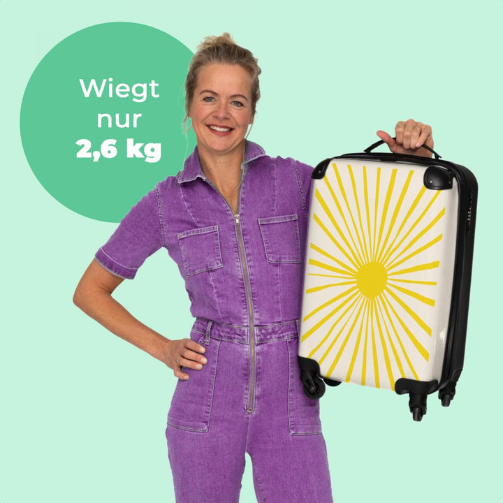 NoBoringSuitcases.com® Koffer Handgepäck Trolley Rollkoffer Kleine Reisekoffer mit 4 Rollen - Sonne