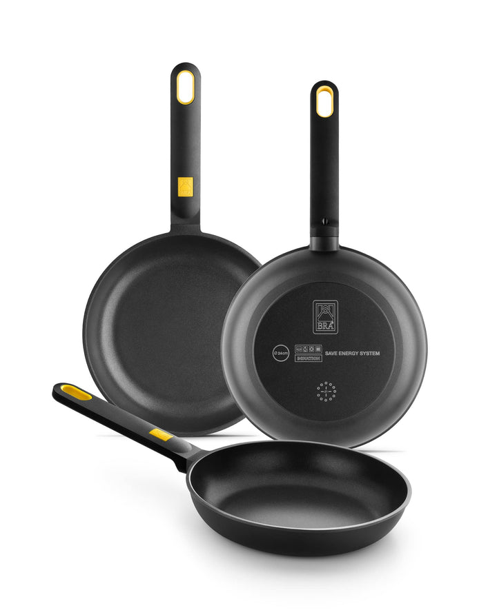 BRA Daily Pro Pfannen-Set, 3-teilig, Aluminiumguss, 20-24-28 cm, Antihaftbeschichtung, ohne PFOA, fü
