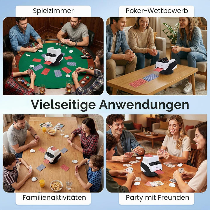 Automatischer Karten Austeiler mit 4 Fernbedienungen, 360° Drehung für 1–4 Decks, Karten Verteiler,