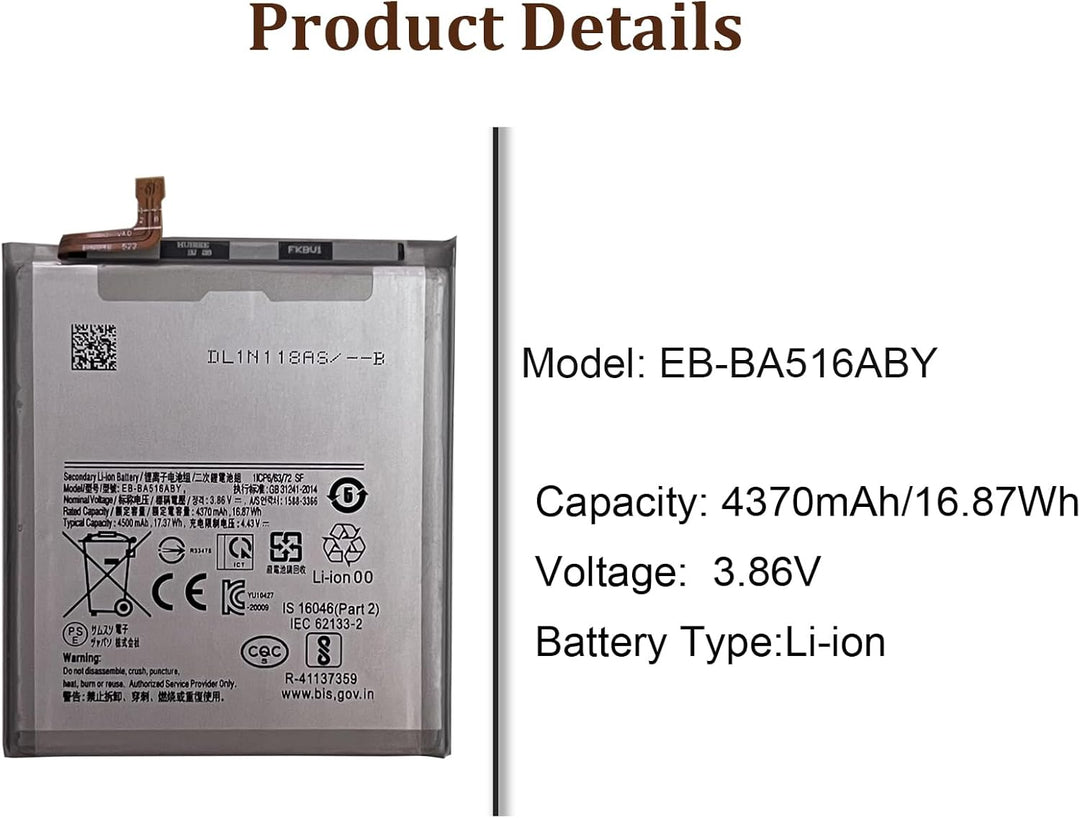 HIGHAKKU Ersatzakku EB-BA516ABY kompatibel mit Samsung Galaxy A51 5G SM-A516 with Tools, A51 5G SM-A