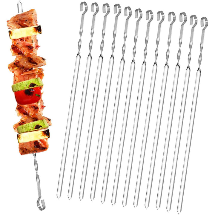 Homealexa 20 Stücke Grillspiesse, Grill Kabob Spiesse 37,5cm Edelstahl Lange Spiesse Schaschlikspies