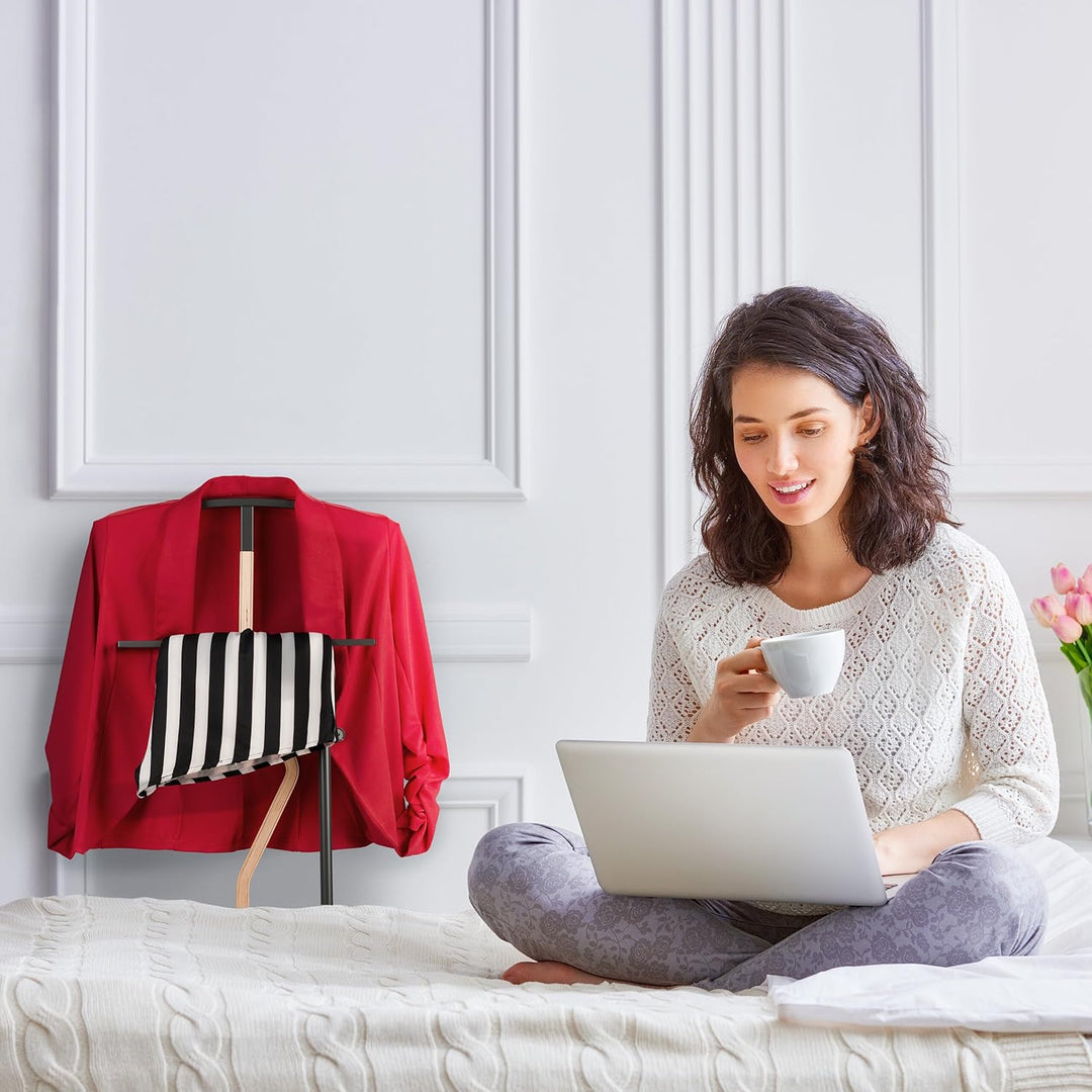 Relaxdays Herrendiener, Jackett & Hose, HxBxT: 107x48x20 cm, Metall & Holzoptik, Stiller Diener Schl