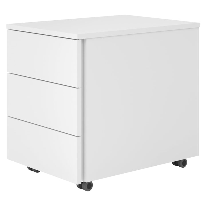 bümö lite Rollcontainer mit Schubladen, Container aus Holz in weiss - Rollwagen für's Büro als Schre