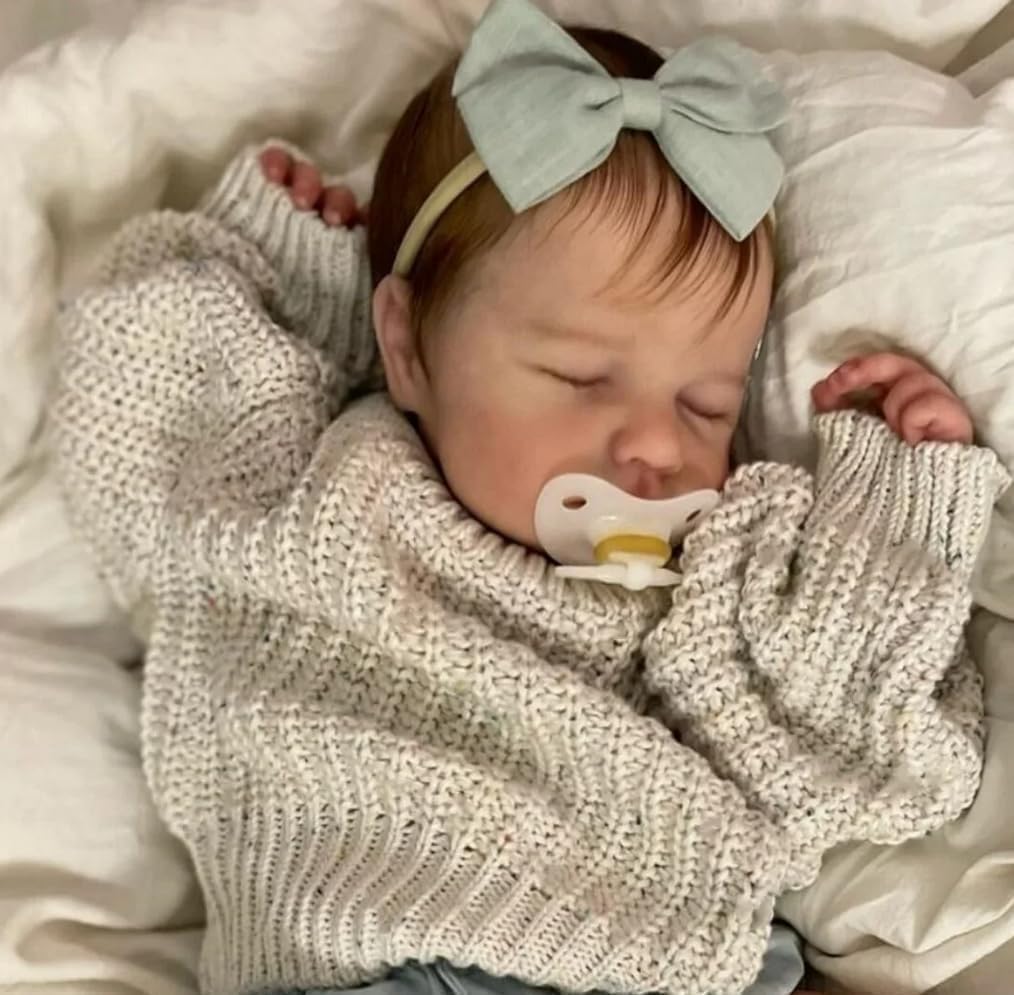 Zero pam Reborn Baby Vollsilikon Lebensecht Mädchen,50CM Lächelndes Silikon Baby Puppe Mit Haaren, S