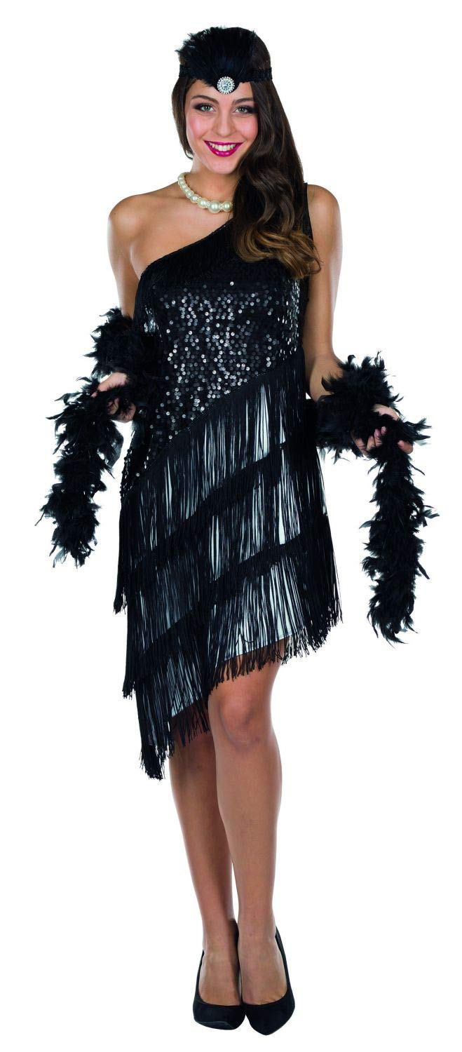 Rubie's 13317-36 Rubies Kostüm Charleston Kleid schwarz/weiss Damen Fasching/Karneval-36, Multi-Colo