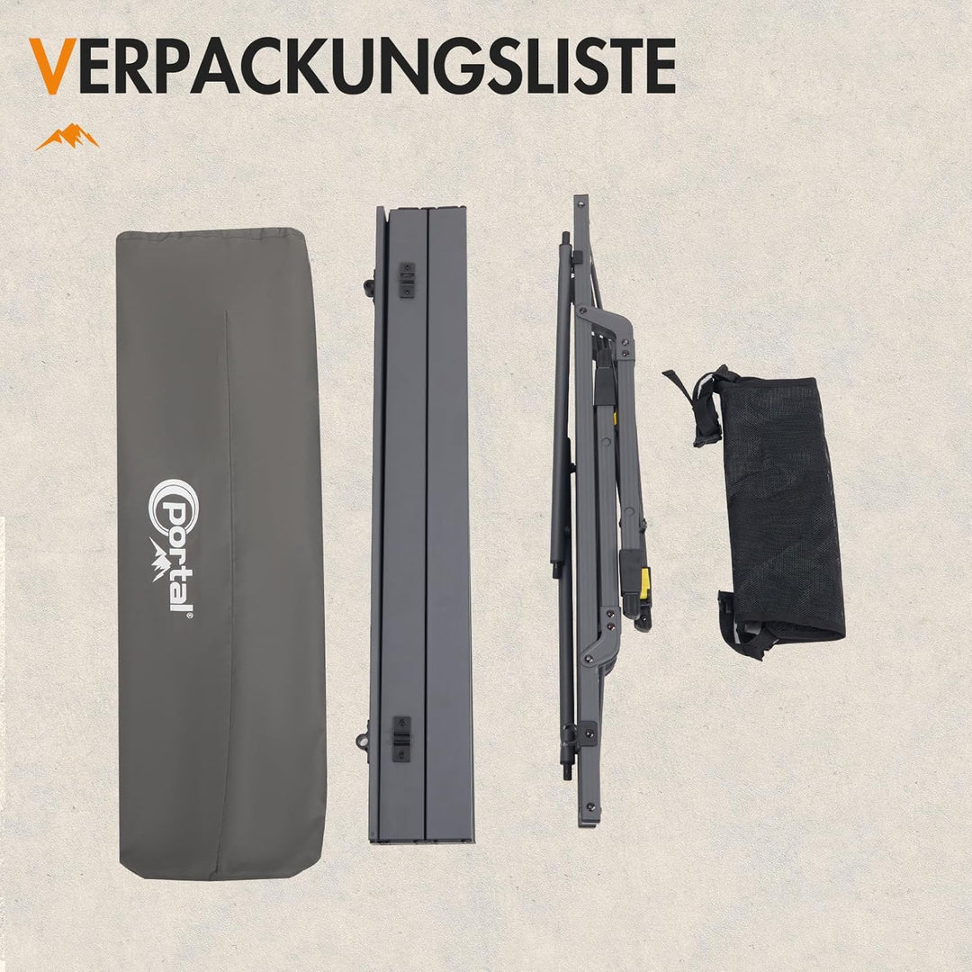 Portal Campingtisch faltbar Höhenverstellbar Klapptisch Aluminium 90 x 53cm für 4 Personen leicht Ca