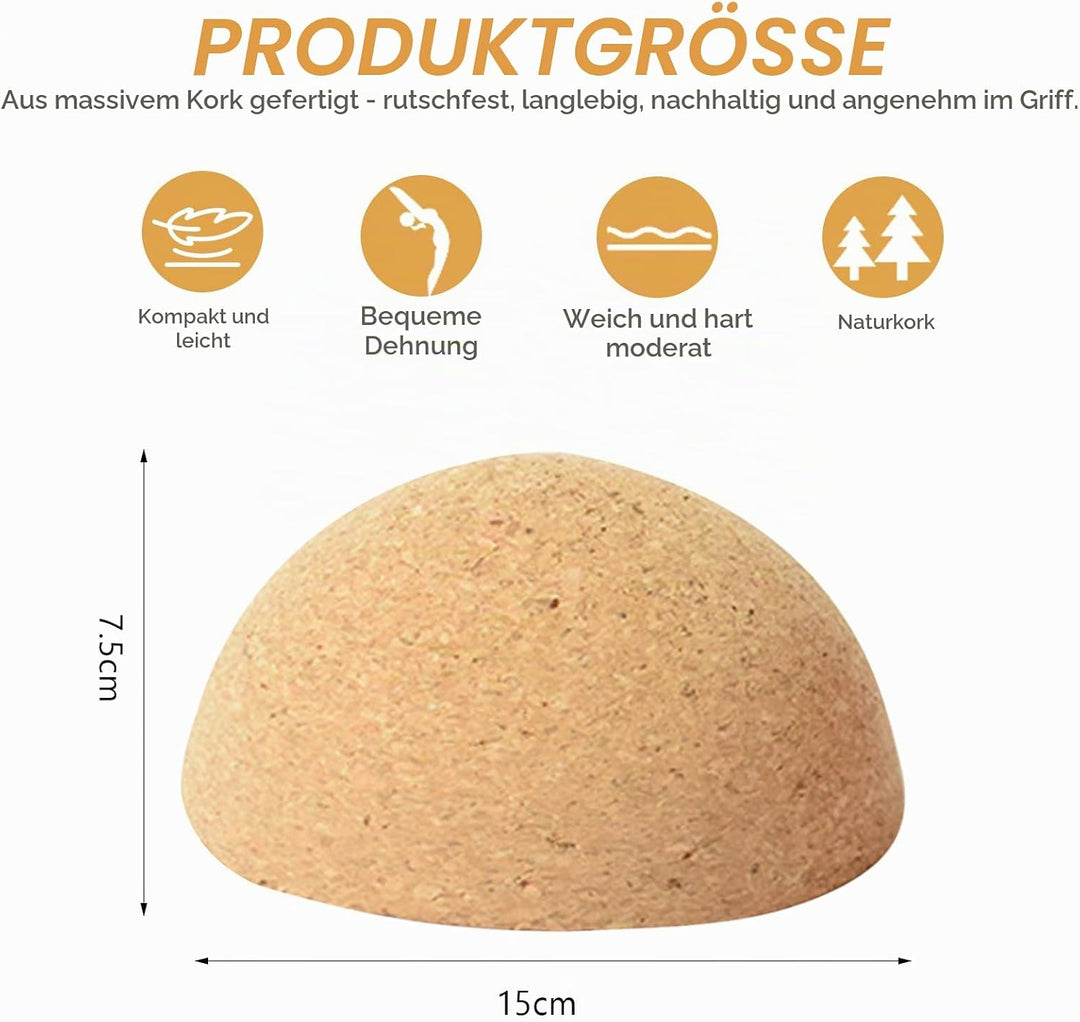 Balance Ball, Yoga Gleichgewichtstrainer, Halbkugel aus massivem Kork, Wackelbrett für Erwachsene &amp;