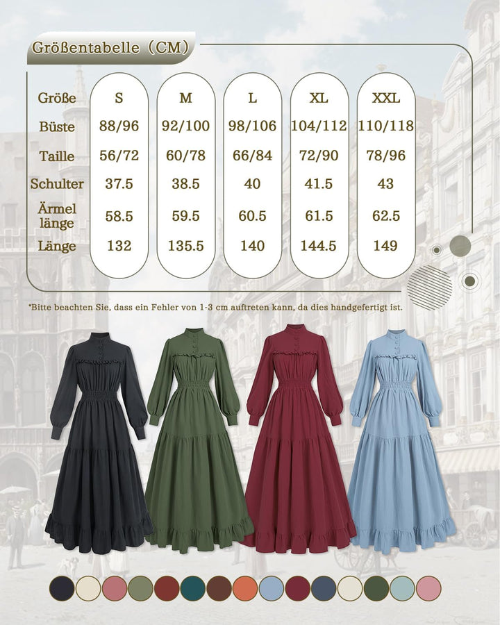 CR ROLECOS Viktorianisches Kleid Gothic Mittelalter Vintage Edwardianisches Kleid Damen Karneval Fre