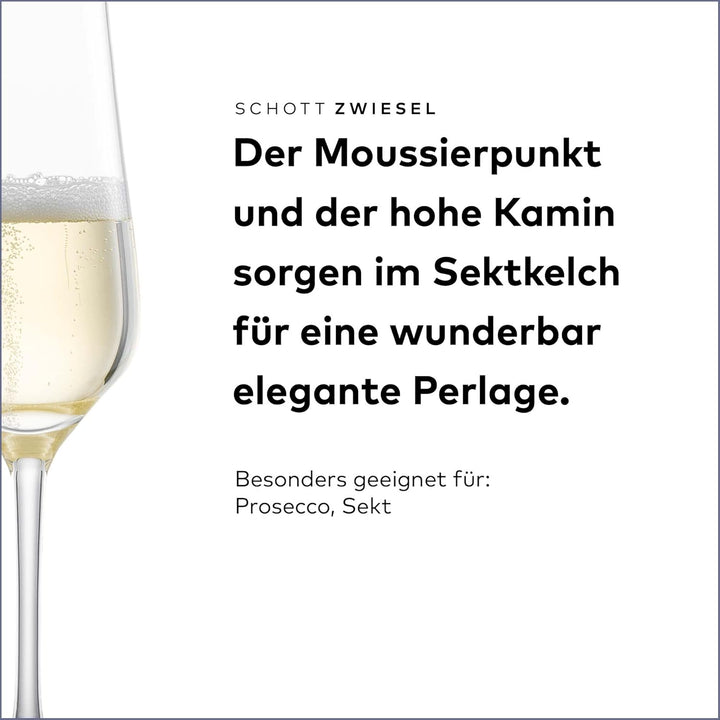 SCHOTT ZWIESEL Sektkelch Fine (6er-Set), stilvolle Champagner Gläser mit Moussierpunkt, spülmaschine