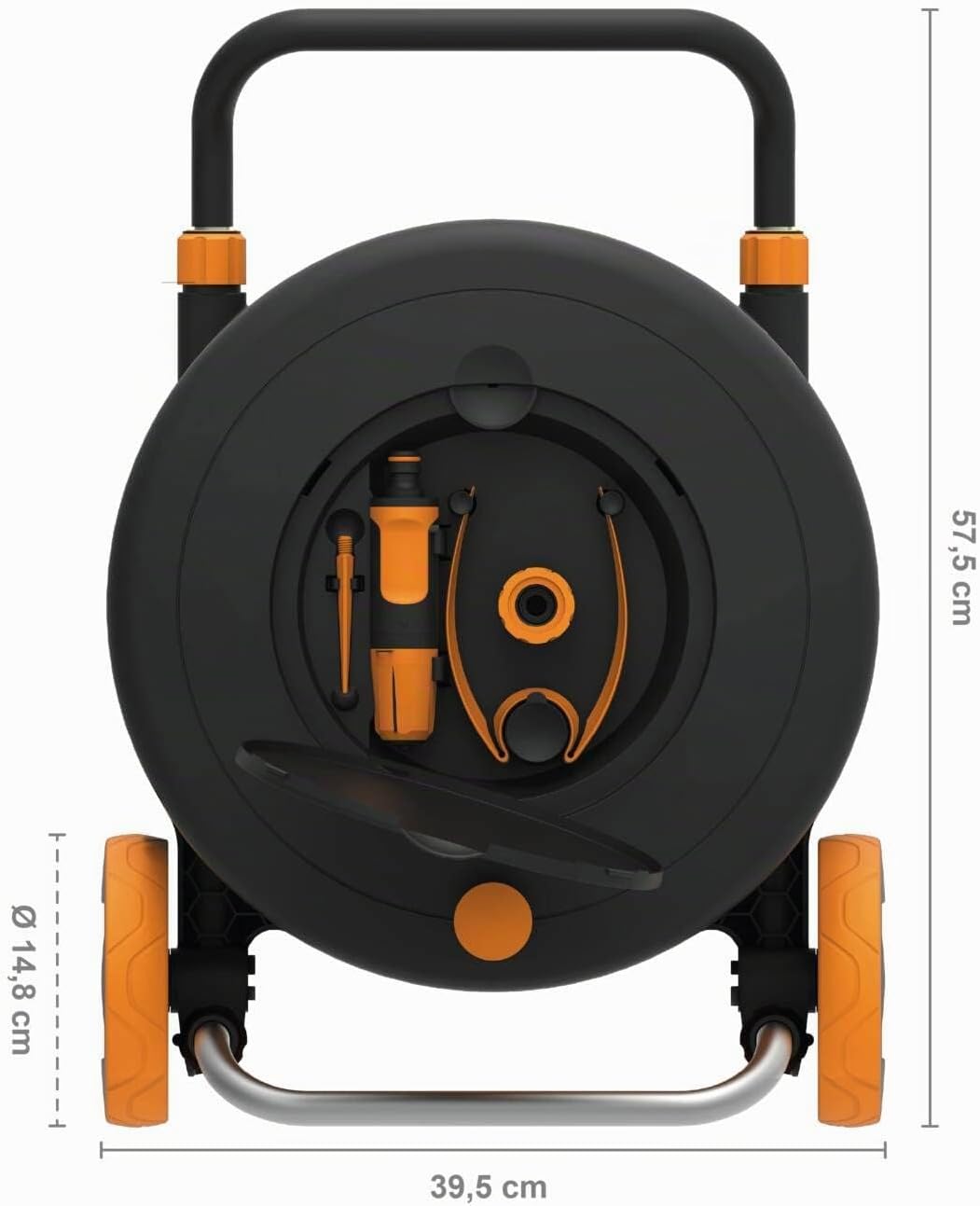 Fiskars Waterwheel M, All-Inclusive-Bewässerungs-Set, 21,5 m Gesamtreichweite, Gartenschlauch in Uni