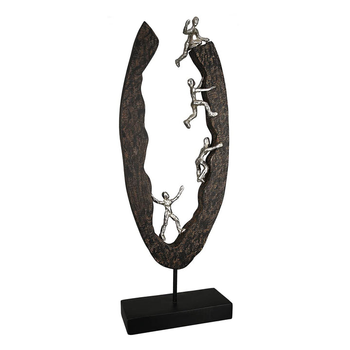 Casablanca Skulptur Dekofigur Succeed H 59 cm Alu Holz Figur Höhe 59 cm Schwarz, Silberfarben, Höhe
