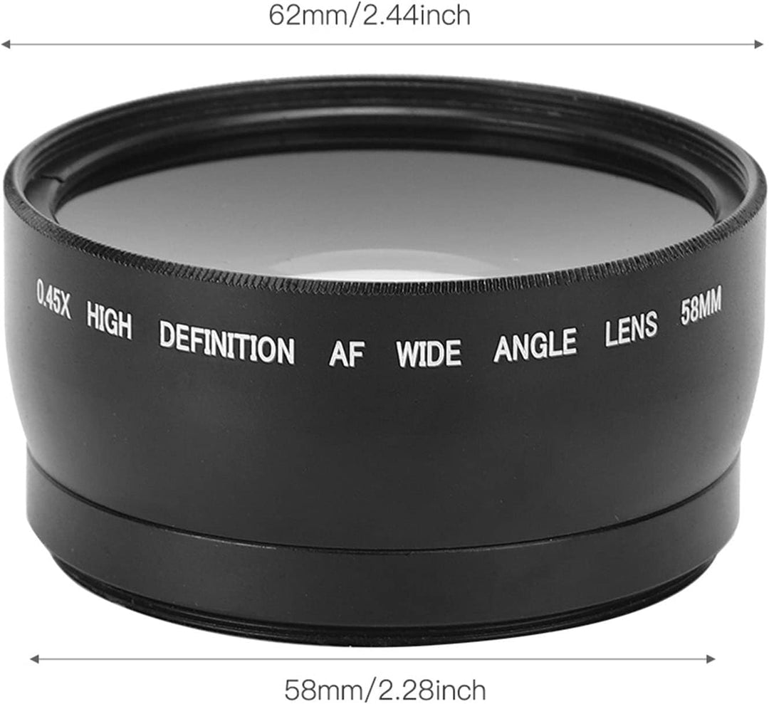 Zerodis 58 Mm Weitwinkel -Makroobjektiv, 0,45x Vergrösserung Makroobjektiv Universal Professional Ca