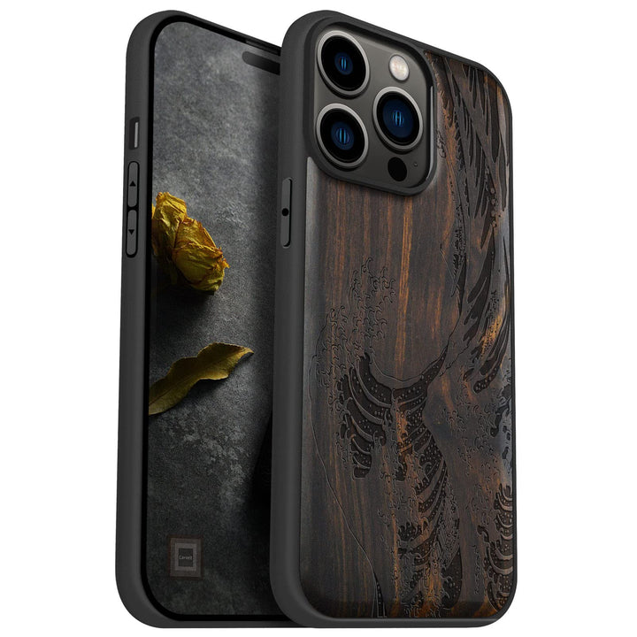 Carveit Handyhülle für iPhone 14 Pro Max Cover Kompatibel mit Magsafe [Holz und TPU Silikon Hybrid h