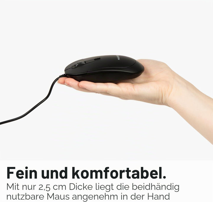 Macally Kabelgebundene USB-C-Maus für Mac und PC, schlank, leise und zuverlässig, 3 Tasten, Scrollra