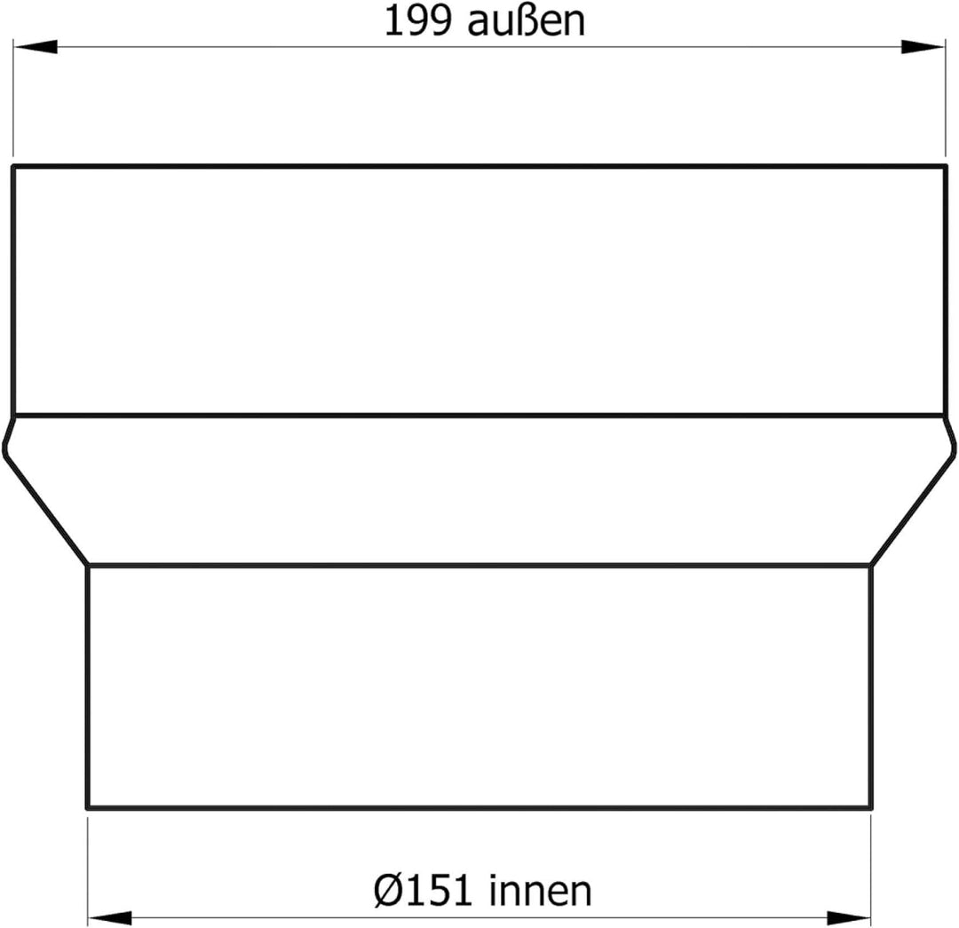 raik Rauchrohr/Ofenrohr-Erweiterung Innendurchmesser 150 mm Aussendurchmesser 200 mm Stahlblech 2 mm