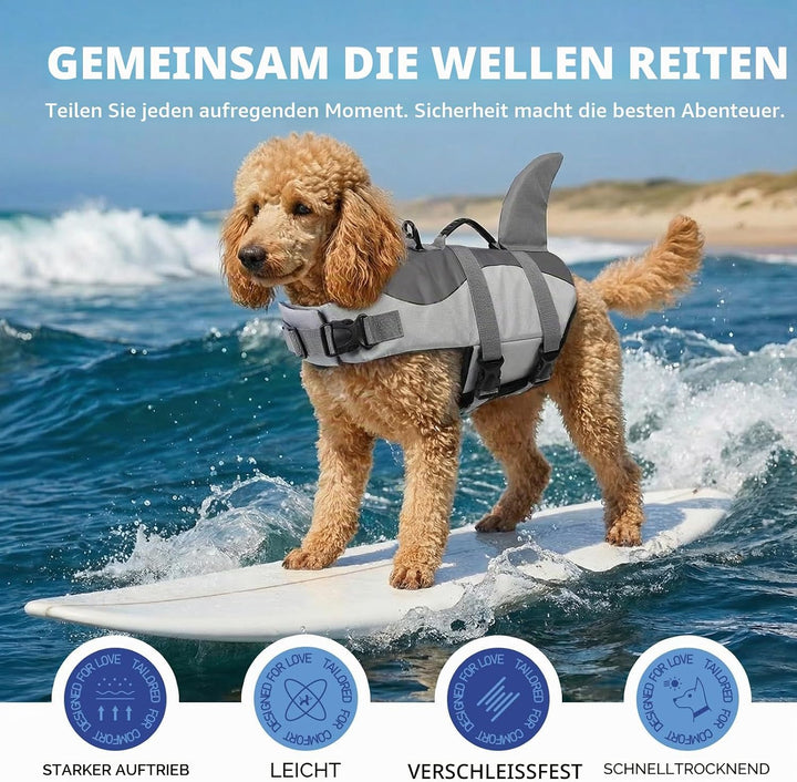 ASENKU Schwimmweste Hund, Hunde Rettungsweste zum Schwimmen, Bootfahren, Hunde Hai Schwimmwesten, Hu