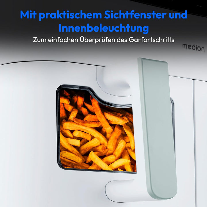 MEDION P20 XXL Heissluftfritteuse mit 2 Kammern (8,7 Liter, Airfryer, 2.600 Watt, Doppelkammer, 10 A