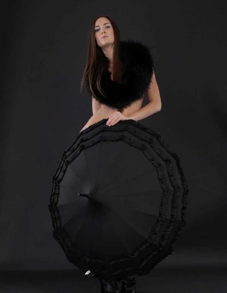 VON LILIENFELD Regenschirm Hochzeitsschirm Sonnenschirm Stabil Stockschirm Pagode Rüschen Sarah schw