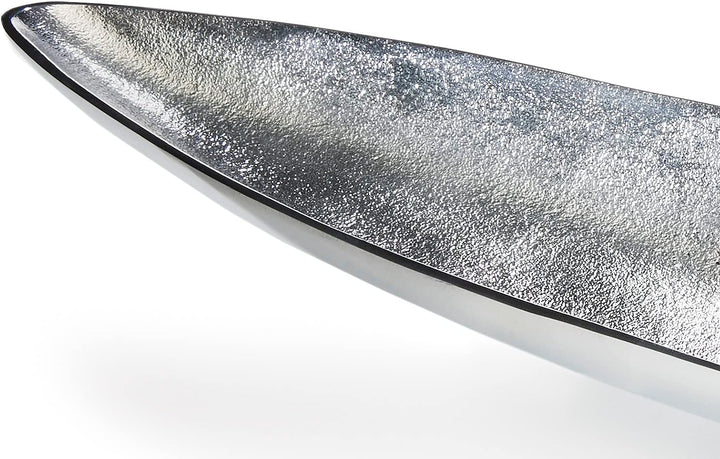 Kobolo Dekoschale Dekoteller Schiffchenform schmal - aus Metall - Silber - 80cm