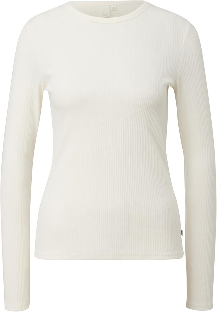 QS Geripptes Longsleeve M 0200_creme, M 0200_creme