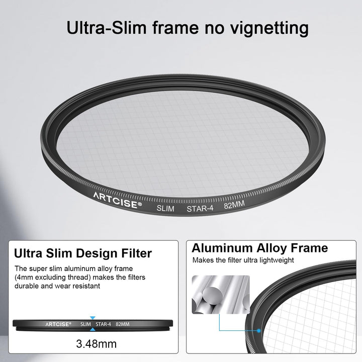 ARTCISE 67 mm Sternfilter-Set, 4 Punkte, 6 Punkte, 8 Punkte, Kreuzstern-Spezialeffekte, optische Gla