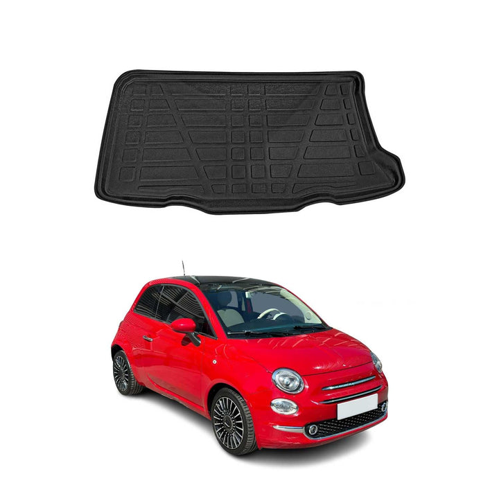 OMAC Kofferraumwanne Laderaumwanne kompatibel mit FIAT 500 500C 2007-2015 Antirutsch Schwarz