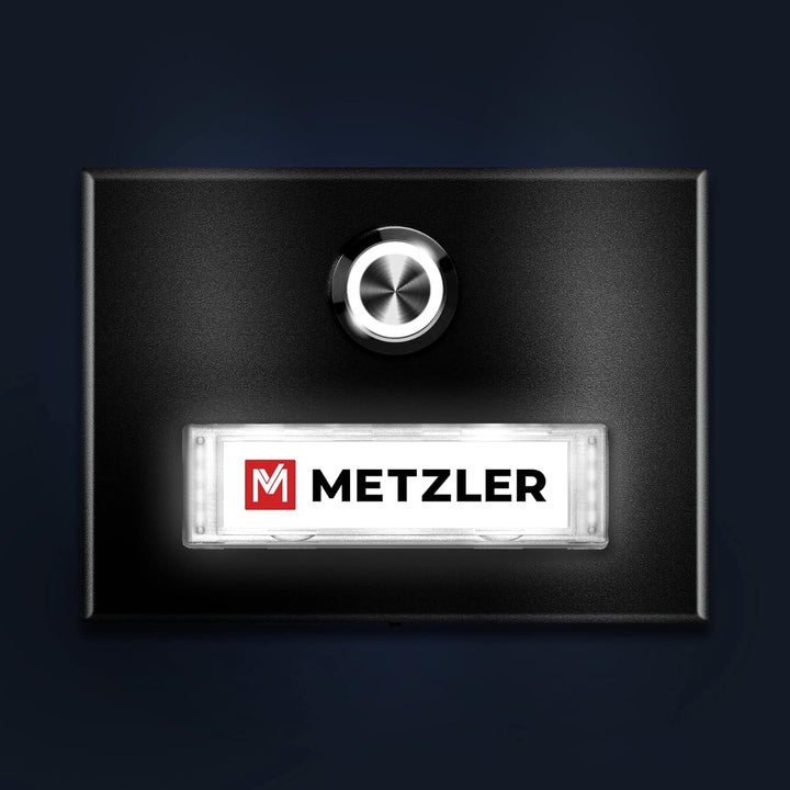 Metzler Aufputz Türklingel in Eisenglimmer - Klingel aus Edelstahl mit austauschbarem Namensschild -