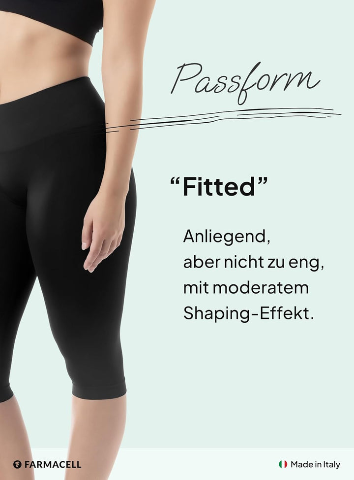 FarmaCell Bodyshaper 604Y - INNGERGY FIR Effekt Anti-Cellulitis Schlankheits Capri Shorts S Schwarz,