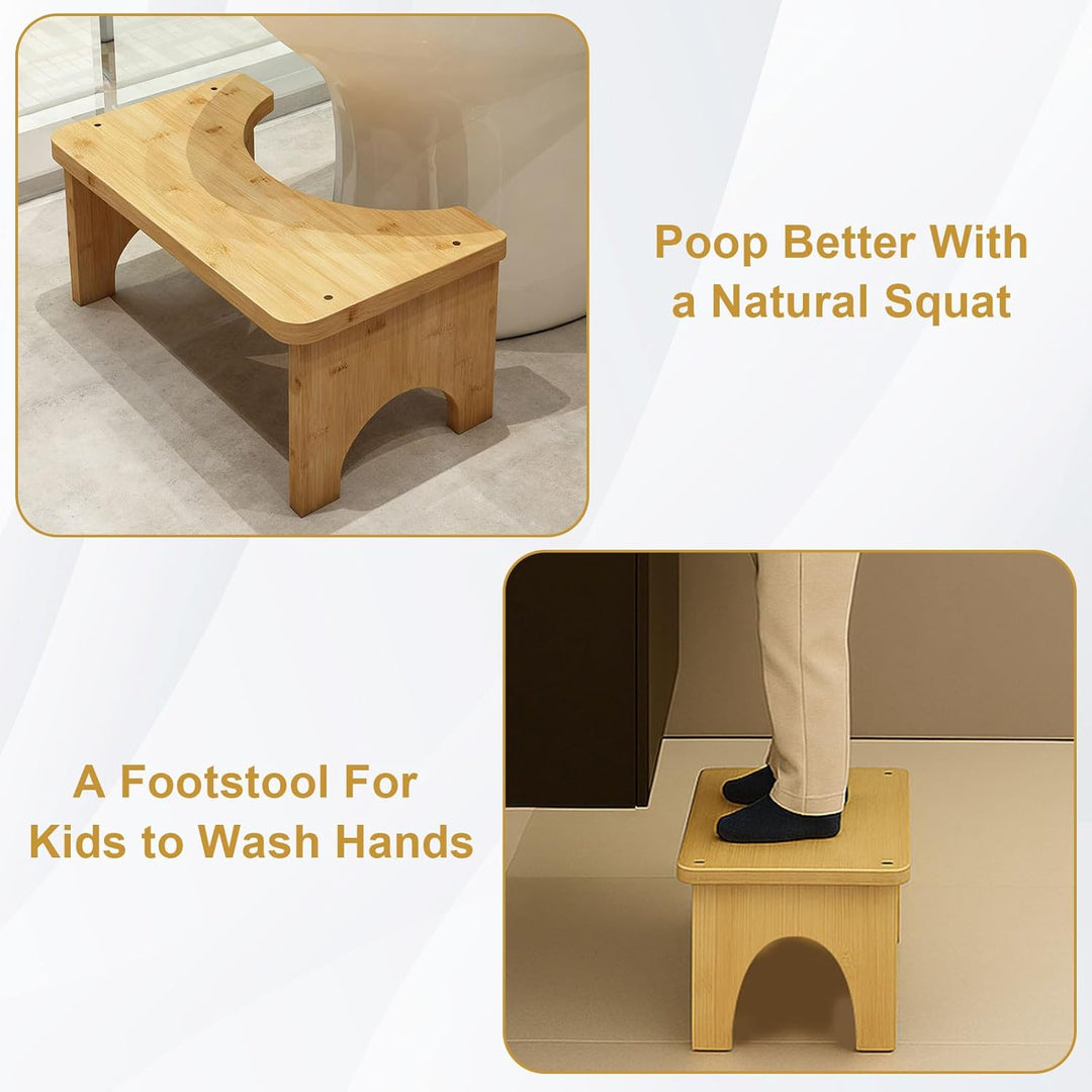 Toilettenhocker aus Bambus, 37×20×17 cm Rutschfester & Ergonomischer WC Hocker zur Verdauungsförderu