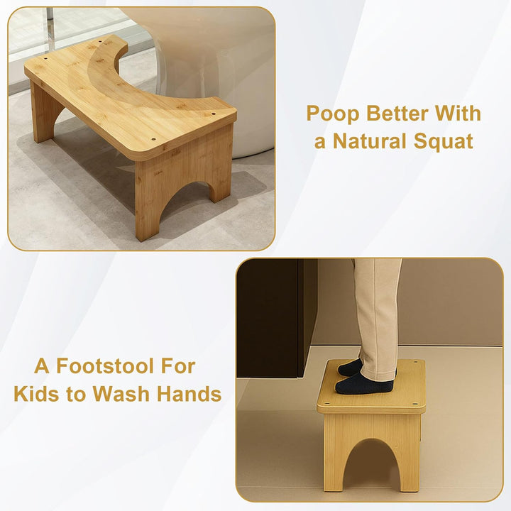 Toilettenhocker aus Bambus, 37×20×17 cm Rutschfester & Ergonomischer WC Hocker zur Verdauungsförderu
