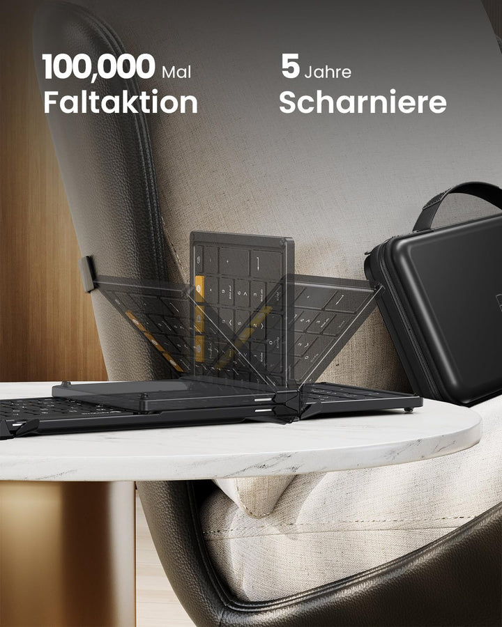 ProtoArc XKM01 Faltbare Tastatur und Maus | Full-Size Bluetooth Tastatur Klappbar mit Ziffernblock |