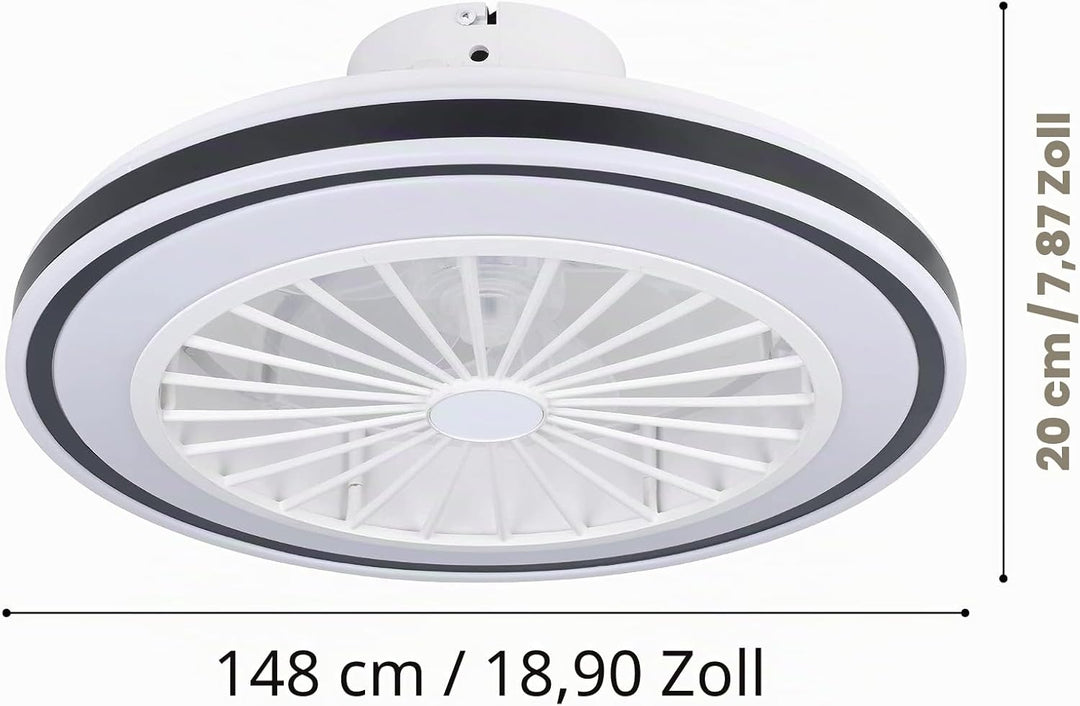 EGLO Deckenventilator mit LED Beleuchtung Almeria, Ventilator Decke dimmbar mit Fernbedienung, Timer